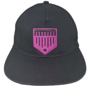 Plate Crate Trucker Hat Black Pink OS Snapback Mesh Flat Brim Graphic Underbill